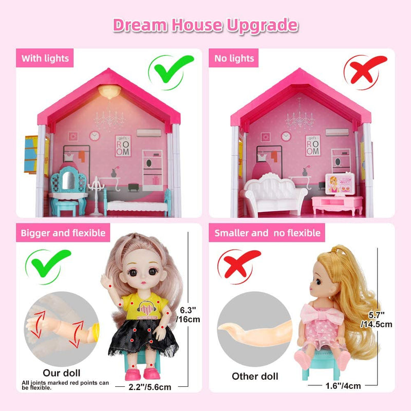 Barbie Dreamhouse Dollhouse Kit, Play Building Playset Toys with Doll and Lights