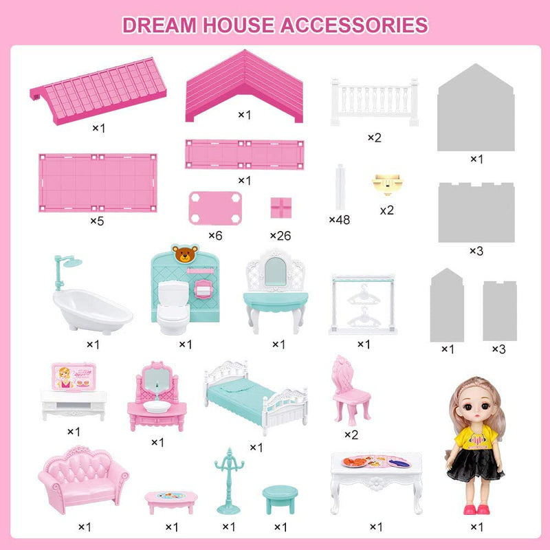 Barbie Dreamhouse Dollhouse Kit, Play Building Playset Toys with Doll and Lights