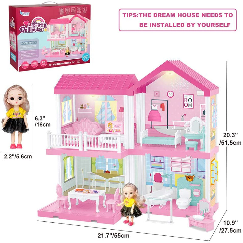 Barbie Dreamhouse Dollhouse Kit, Play Building Playset Toys with Doll and Lights