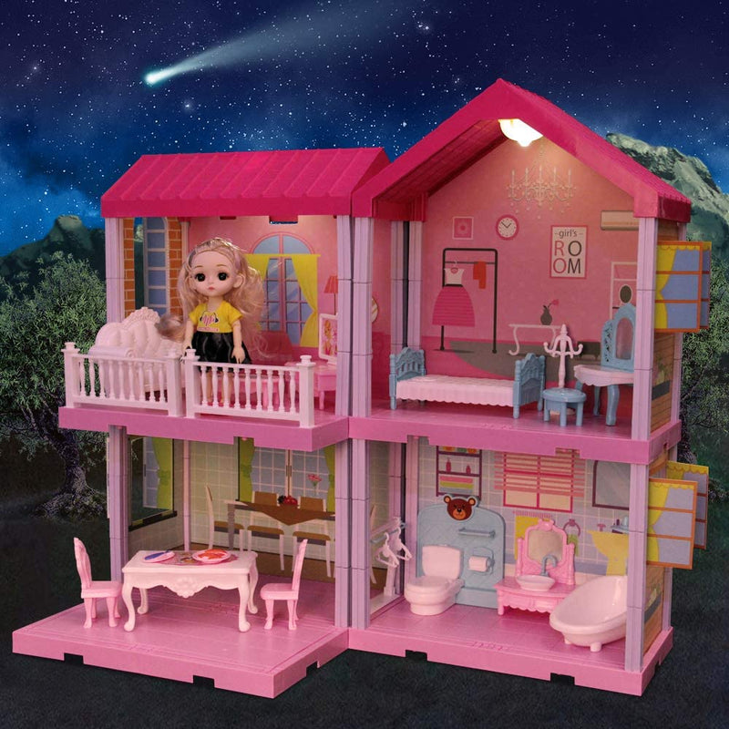 Barbie Dreamhouse Dollhouse Kit, Play Building Playset Toys with Doll and Lights