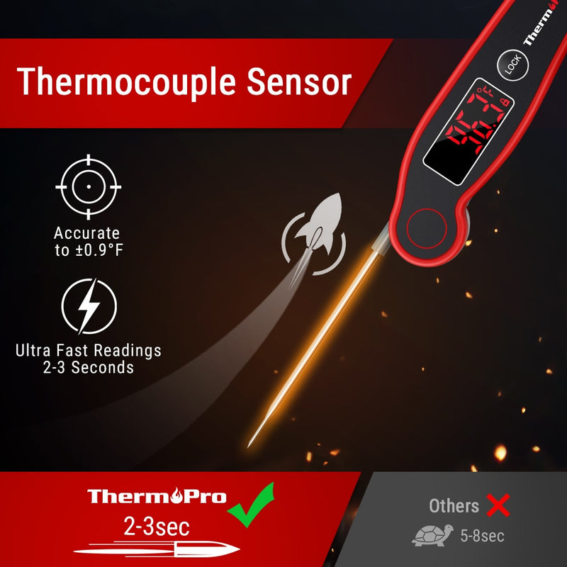 ThermoPro TP19 Instant Fast Reading Digital Meat Thermometer Waterproof Grilling BBQ Thermometer LED Display Kitchen Thermometer