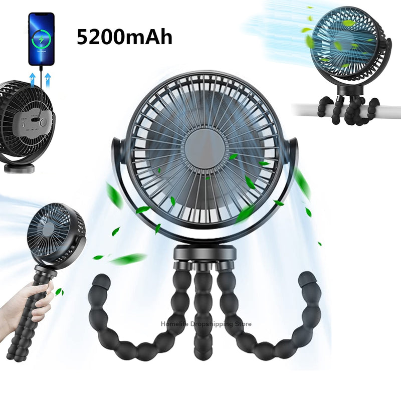 Portable Stroller Fan Mini Ventilator Silent Table Outdoor Cooler