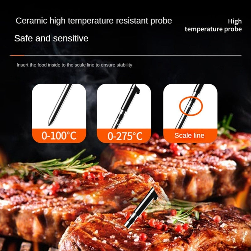 195ft Digital Wireless Meat Thermometer With 2 Probes-Preprogrammed Temperatures-For BBQ,Oven,Grill