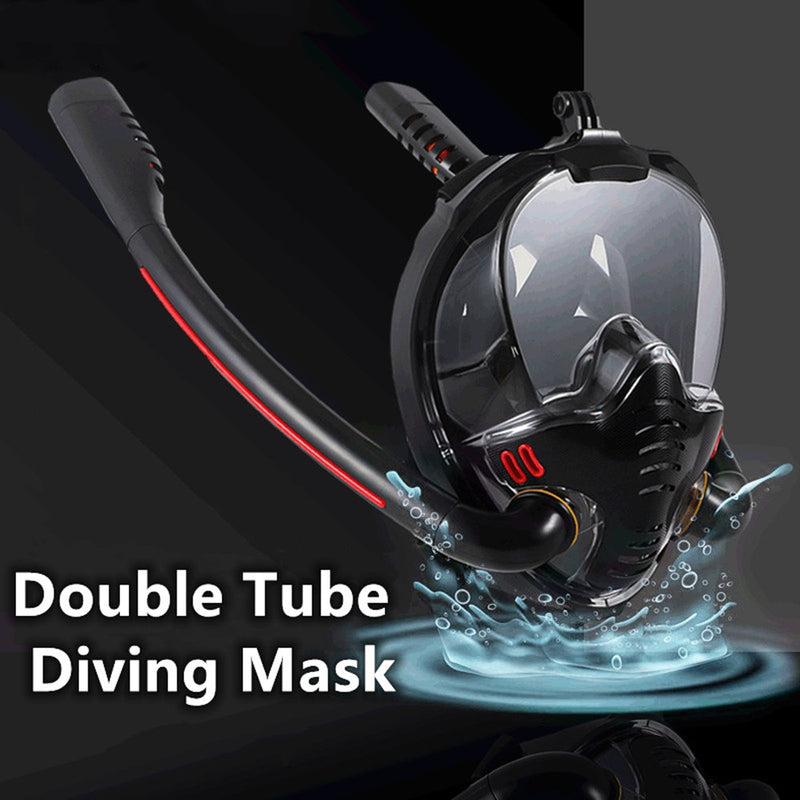 Full Face Snorkel Mask with Anti-Fog Wipes, 180 Degree Panoramic HD View Snorkeling Mask, Anti-Leak Dry Top Set for Adults and Kids