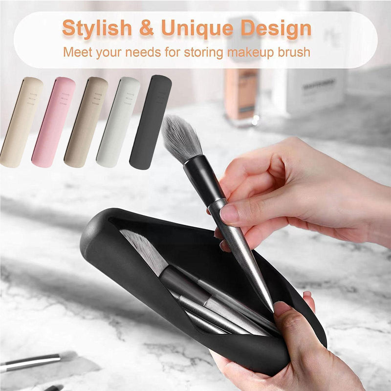 Travel Makeup Brush Holder, Silicon Trendy and Portable Cosmetic Face Brushes Holder