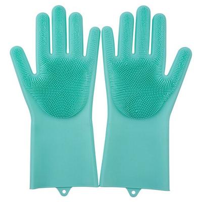 Kitchen Household Sponge Washing Dishes Rubber Gloves Silicone Cleaning 1 Pair