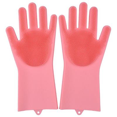 Kitchen Household Sponge Washing Dishes Rubber Gloves Silicone Cleaning 1 Pair