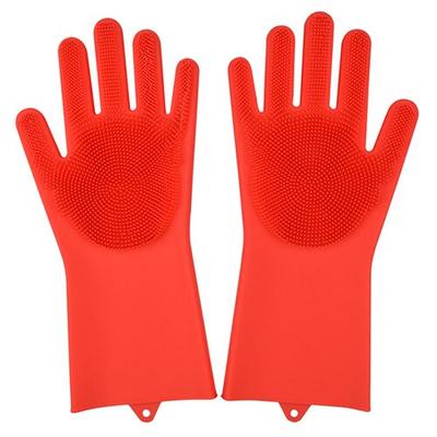 Kitchen Household Sponge Washing Dishes Rubber Gloves Silicone Cleaning 1 Pair