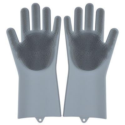 Kitchen Household Sponge Washing Dishes Rubber Gloves Silicone Cleaning 1 Pair