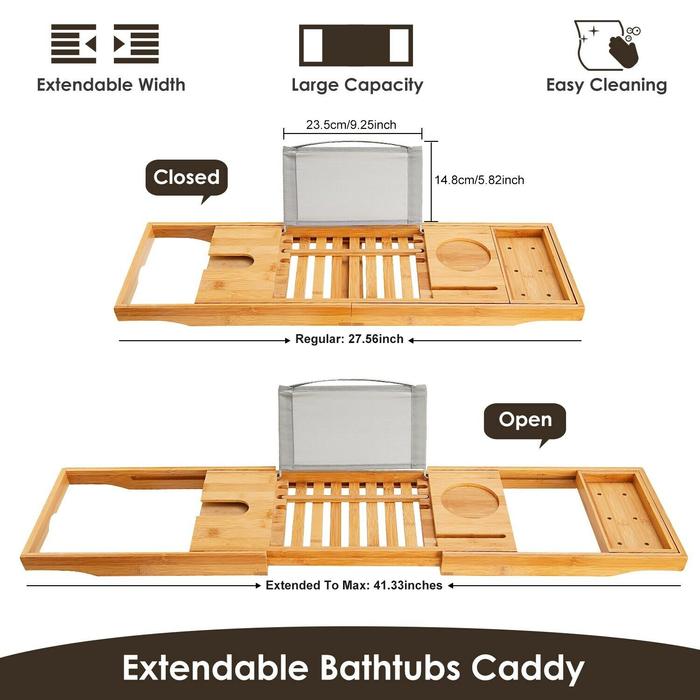 Bathtub Caddy Tray Crafted Bamboo