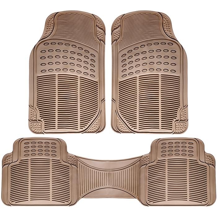 Car Floor Mats Ridged Rubber Full Set Universal Fit