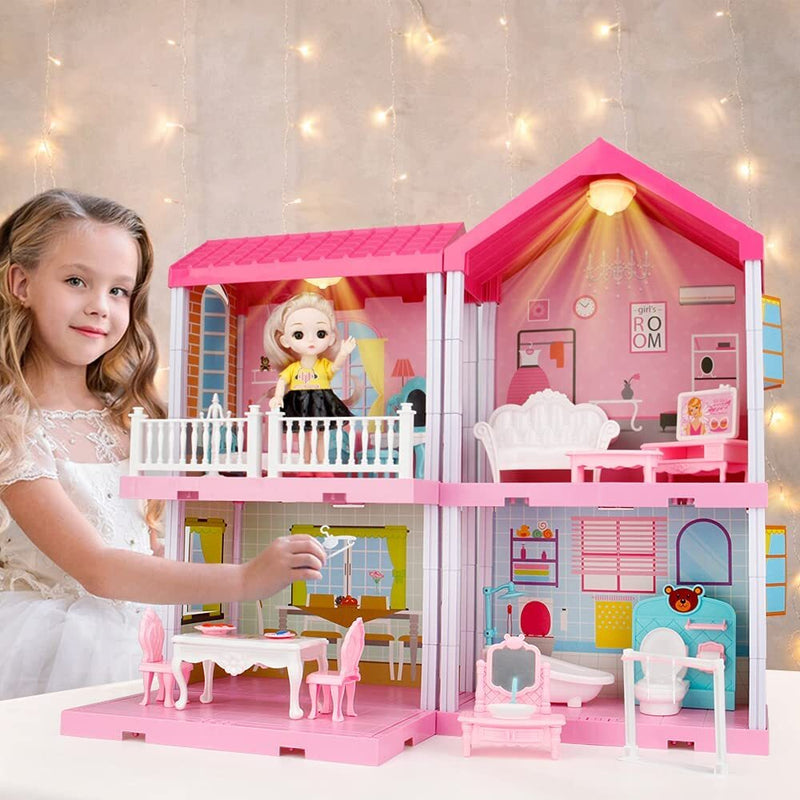 Barbie Dreamhouse Dollhouse Kit, Play Building Playset Toys with Doll and Lights