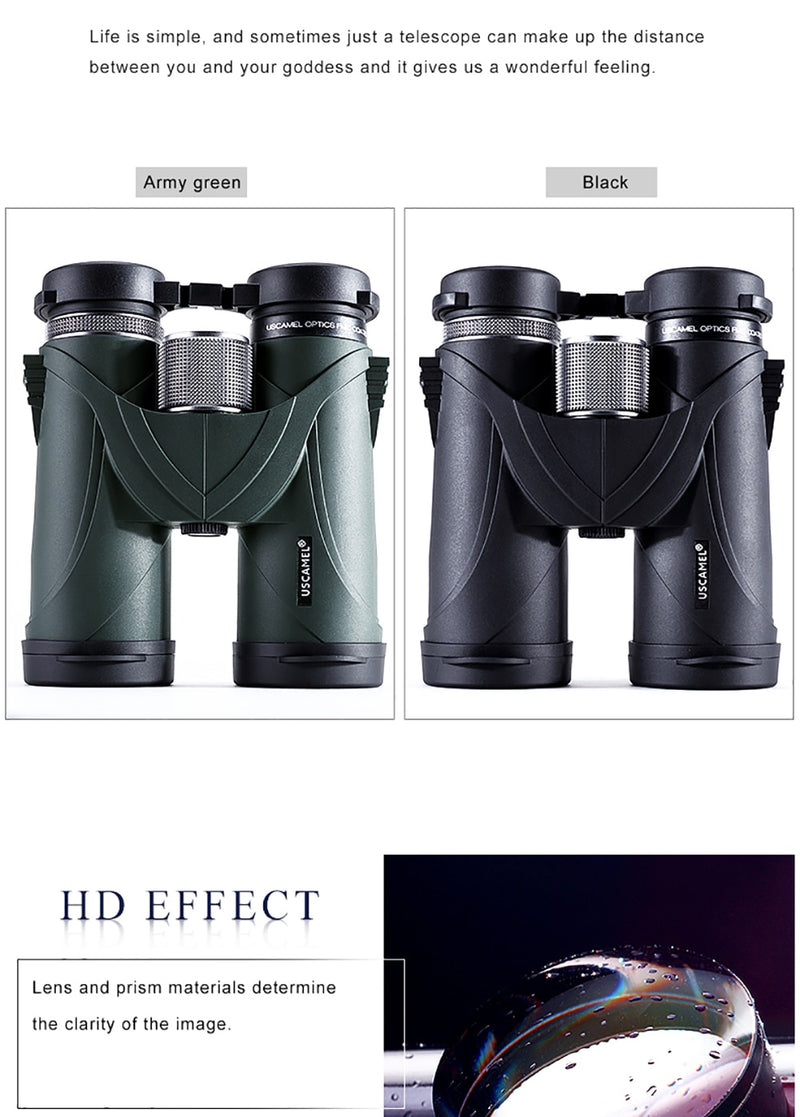 Professional HD 8x42 10x42 BAK4 Binoculars Telescope Military Hunting Outdoor Camping Waterproof Night Vision Telescope