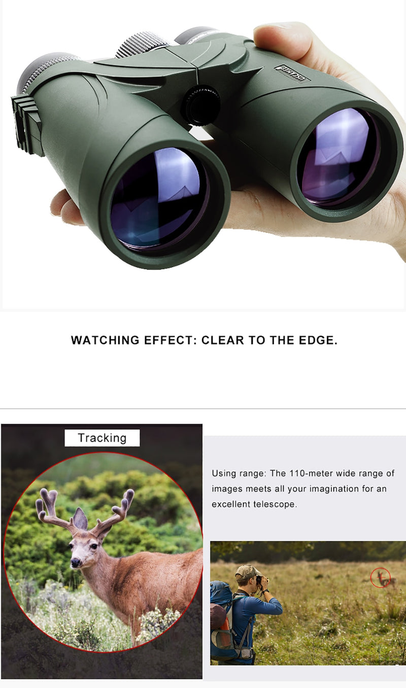 Professional HD 8x42 10x42 BAK4 Binoculars Telescope Military Hunting Outdoor Camping Waterproof Night Vision Telescope