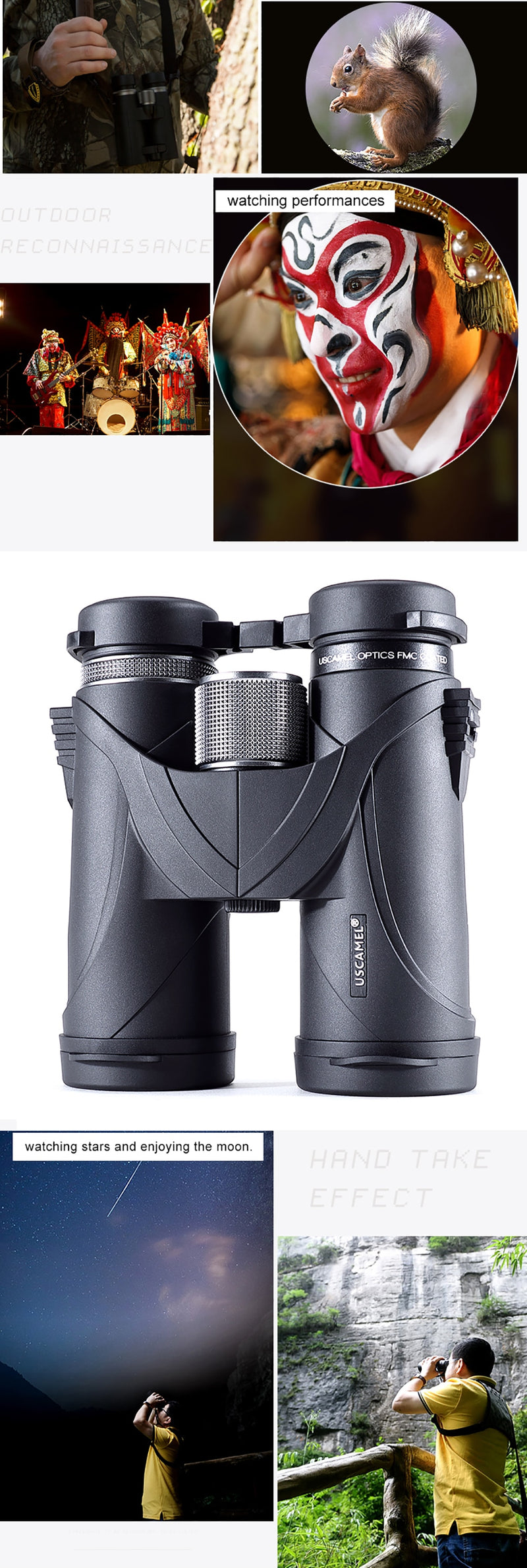 Professional HD 8x42 10x42 BAK4 Binoculars Telescope Military Hunting Outdoor Camping Waterproof Night Vision Telescope