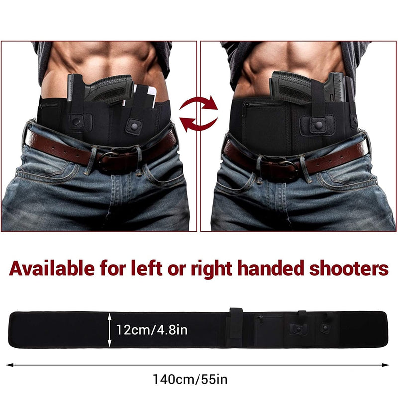 Universal Tactical Belly Band Holster Concealed Carry Pistol Gun Pouch Waist Bag Invisible Elastic Girdle Belt for Outdoor Hunt