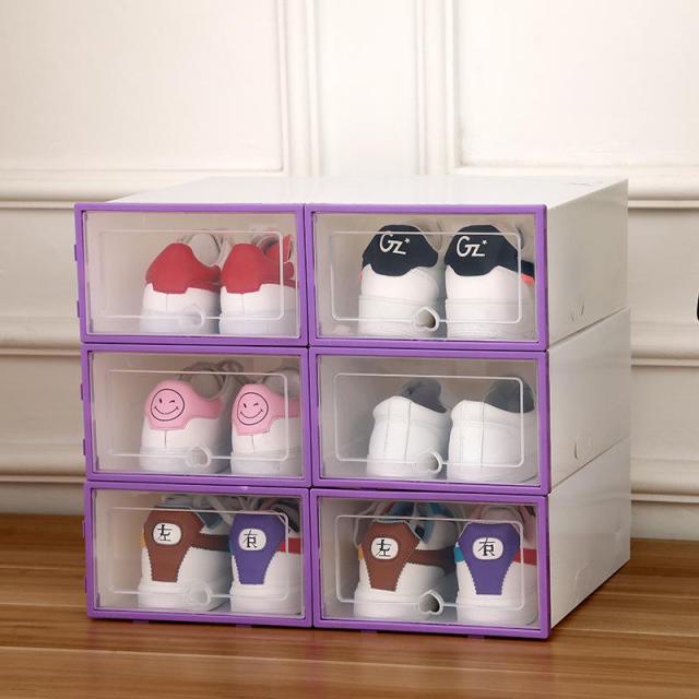 Shoe  Organizer & Storage Boxes, Clear Plastic Clamshell Shoebox (1 set 6 pcs)